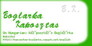 boglarka kaposztas business card